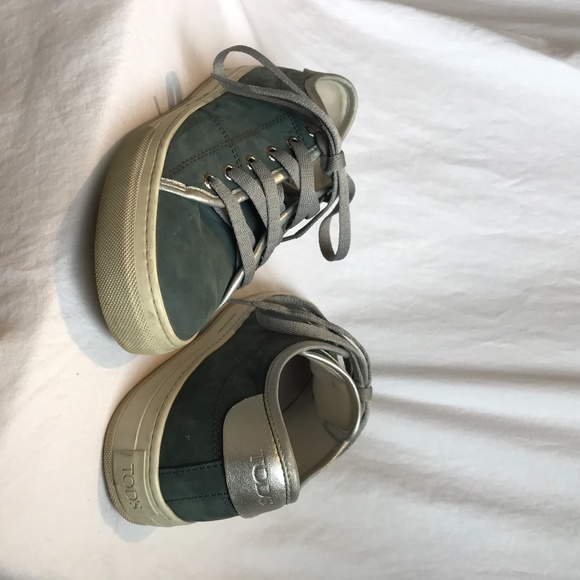 SOLD - Tods Blue & Silver Lace-Up Casual Shoes - Picture 6 of 8